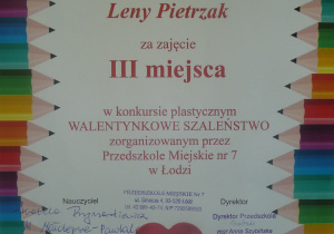 dyplom dla Lenki