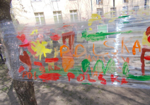 efekt końcowy malowania na folii w ogrodzie przedszkolnym