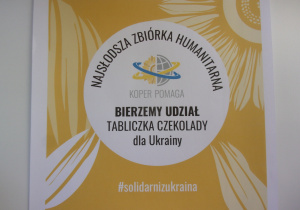 tablica informacyjna akcji "Tabliczka czekolady dla Ukrainy"