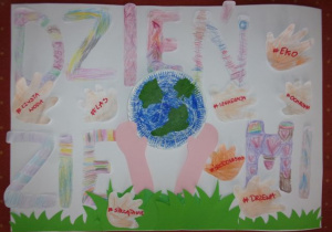 plakat z okazji Dnia Ziemi wykonany prze grupę Smyki