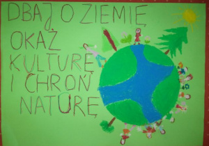 plakat z okazji Dnia Ziemi wykonany prze grupę Juniorzy
