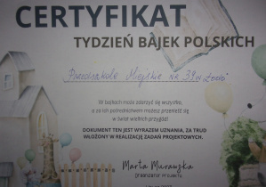Certyfikat "Tydzień Bajek Polskich"