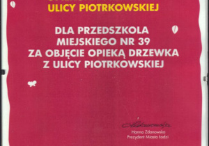 Certyfikat "Opiekuna przyrody ulicy Piotrkowskiej"